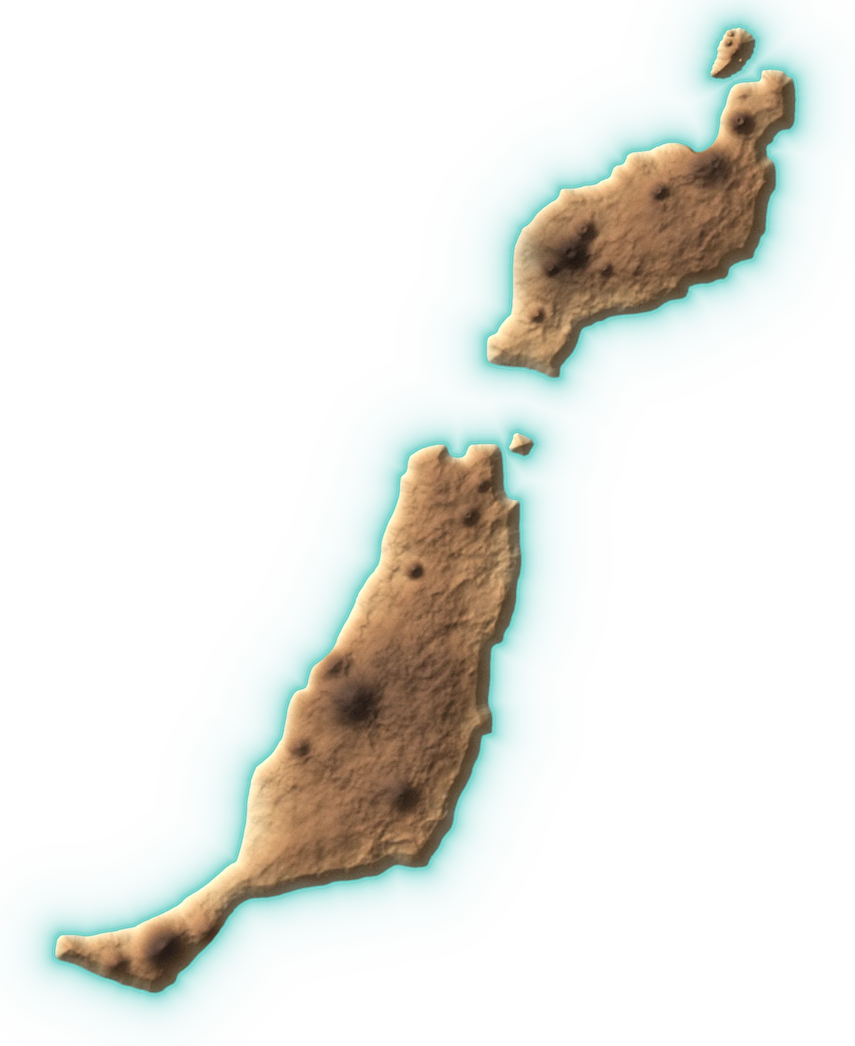 Relieve de Lanzarote, La Graciosa, Lobos y Fuerteventura