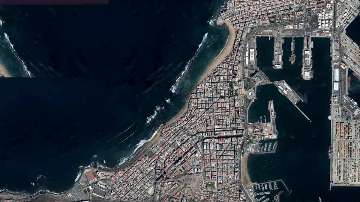 Vista aérea de Las Canteras, Gran Canaria