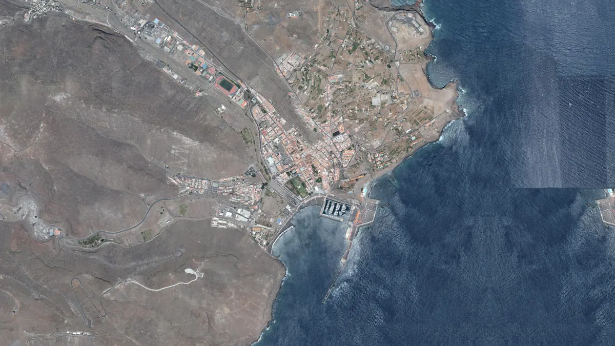 Vista aérea de San Sebastián de La Gomera, La Gomera