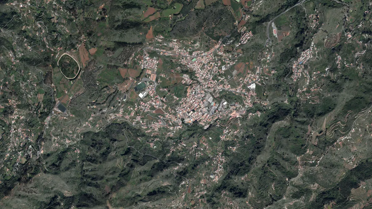 Vista aérea de Teror, Gran Canaria