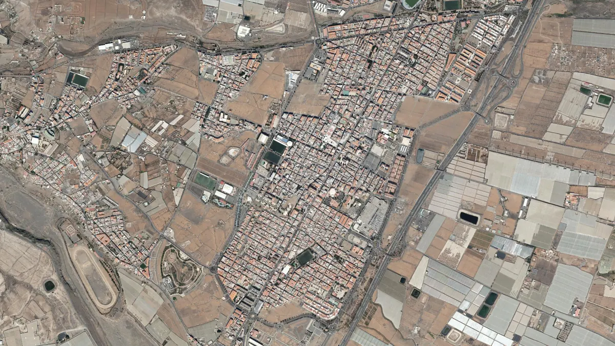 Vista aérea de Vecindario, Gran Canaria